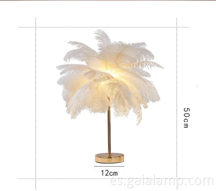 Lámpara LED de plumas de avestruz de lujo moderna para dormitorios elegantes